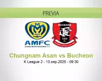 Pronóstico Chungnam Asan Bucheon (13 septiembre 2025)