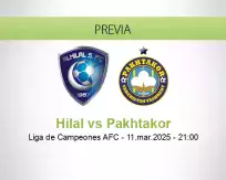 Pronóstico Hilal Pakhtakor (11 marzo 2025)