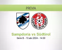 Pronóstico Sampdoria Südtirol (13 abril 2024)