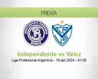 Pronóstico Independiente Vélez (15 abril 2024)