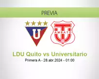 Pronóstico LDU Quito Universitario (27 abril 2024)