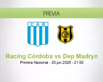 Pronóstico Racing Córdoba Dep Madryn (20 junio 2025)