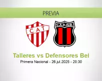 Pronóstico Talleres Defensores Bel (26 julio 2025)