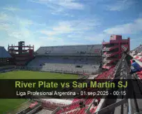 Pronóstico River Plate San Martín SJ (31 agosto 2025)