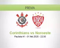 Pronóstico Corinthians Noroeste (01 febrero 2025)