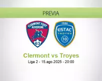 Pronóstico Clermont Troyes (15 agosto 2025)