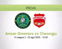 Pronóstico Ansan Greeners Cheongju (02 agosto 2025)