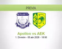 Pronóstico Apollon AEK (05 abril 2026)
