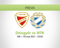 Pronóstico Diósgyőr MTK (05 marzo 2021)
