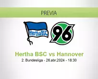 Pronóstico Hertha BSC Hannover (26 abril 2024)