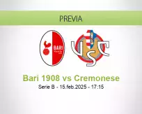 Pronóstico Bari 1908 Cremonese (15 febrero 2025)