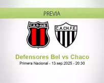 Pronóstico Defensores Bel Chaco (13 septiembre 2025)