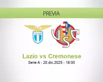 Pronóstico Lazio Cremonese (20 diciembre 2025)