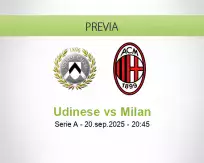 Pronóstico Udinese Milan (20 septiembre 2025)