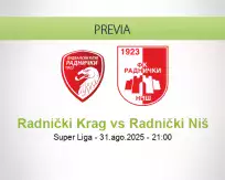 Pronóstico Radnički Krag Radnički Niš (31 agosto 2025)