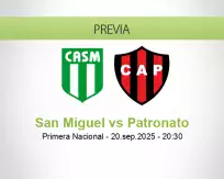 Pronóstico San Miguel Patronato (20 septiembre 2025)