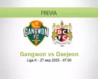Pronóstico Gangwon Daejeon (27 septiembre 2025)