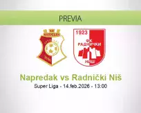 Pronóstico Napredak Radnički Niš (14 febrero 2026)