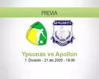 Pronóstico Ypsonas Apollon (21 diciembre 2025)