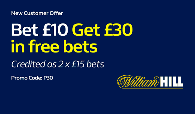 William Hill - Bet £10 and win £30 in Free Bets (T&C apply)