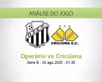 Prognóstico Operário Criciúma (02 August 2025)