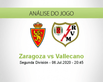 Prognóstico Real Zaragoza Rayo Vallecano (06 Julho 2020)