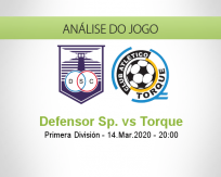 Prognóstico Defensor Sporting Torque (09 Agosto 2020)