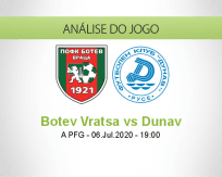 Prognóstico Botev Vratsa Dunav 2010 (06 Julho 2020)