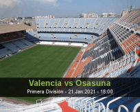Prognóstico Valencia Osasuna (21 Janeiro 2021)