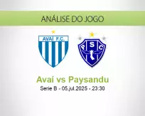 Prognóstico Avaí Paysandu (05 July 2025)