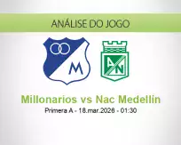 Prognóstico Millonarios Nac Medellín (18 March 2026)