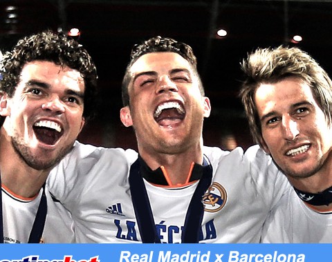 Se um dos portugueses marcar no Real Madrid vs Barcelona ganhas um bónus de 100%