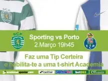 Tips certeiras no Sporting vs Porto valem t-shirts Academia
